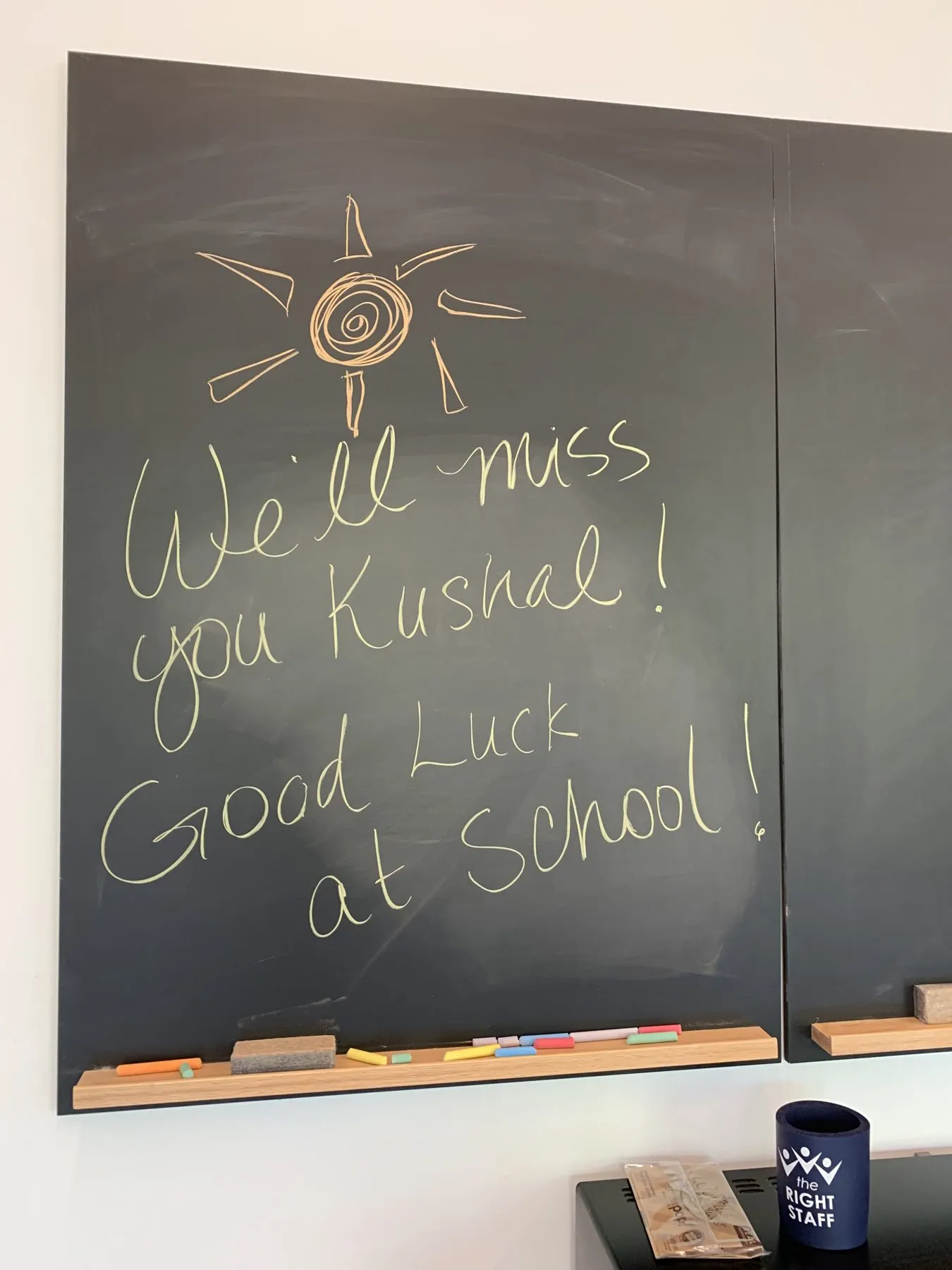 Farewell note on a chalkboard